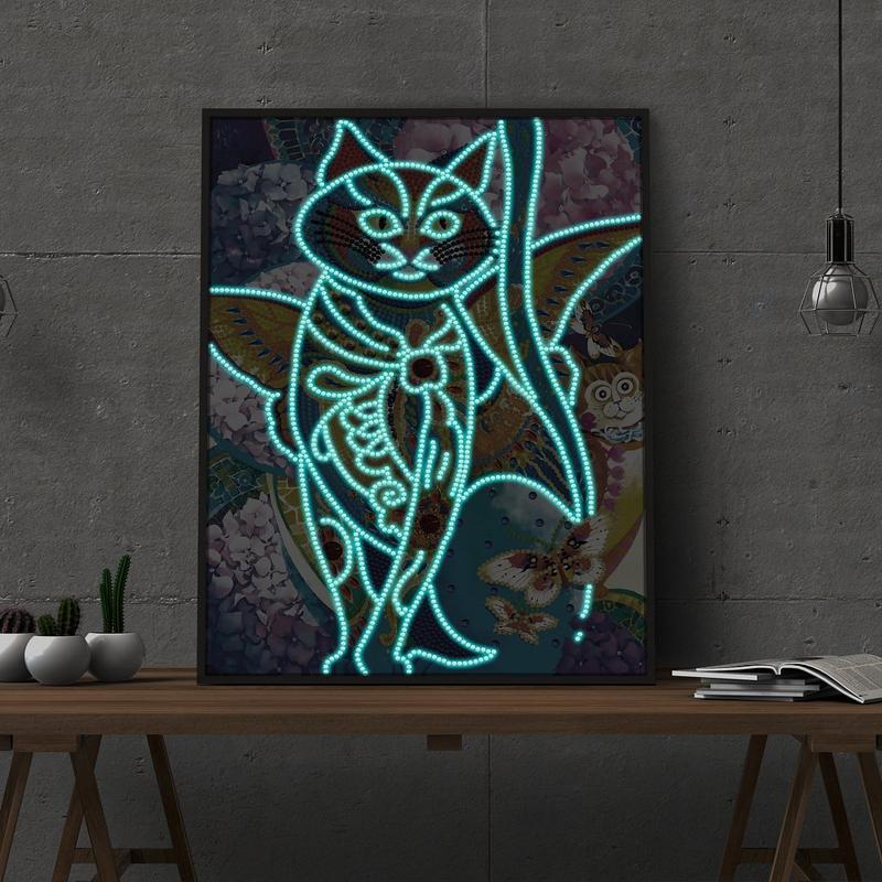 Kitten | Glow in the dark 30x40cm Diamond painting | Eigen foto | Dieren | Kopen | Dikke dames | Action | Nederland | Steentjes | Diamant | Diamond Painting Expert