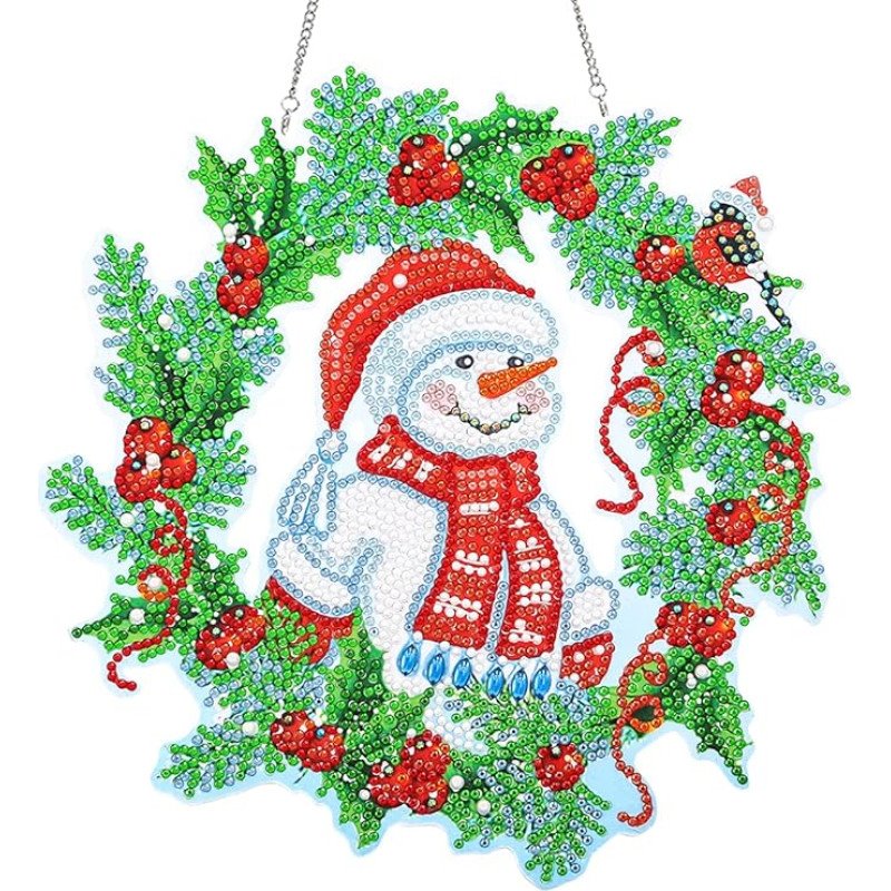 Diamond Painting Kerstkrans – Sneeuwpop-Diamond Painting