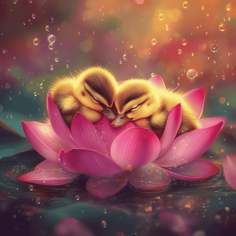 Eendjes op een lelie-Diamond Painting