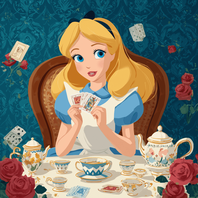 Alice speelt kaarten-Diamond Painting