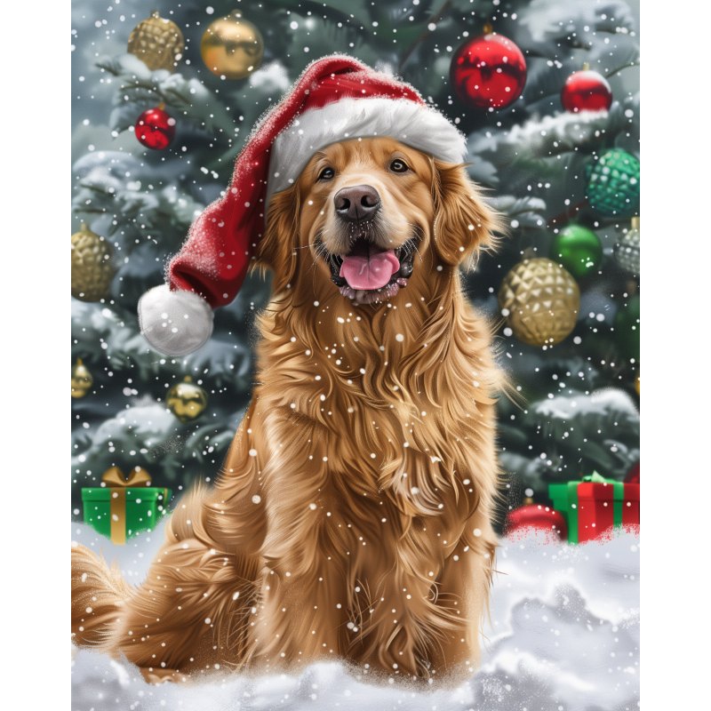 Kerstlabrador-Diamond Painting