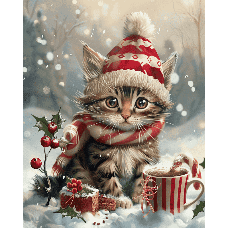 Feestelijk katje-Diamond Painting