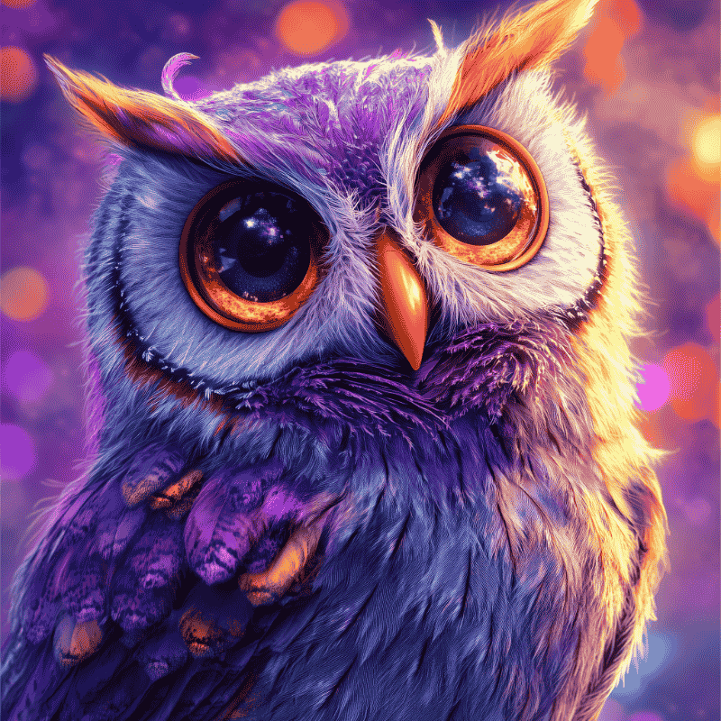 Paarse uil-Diamond Painting