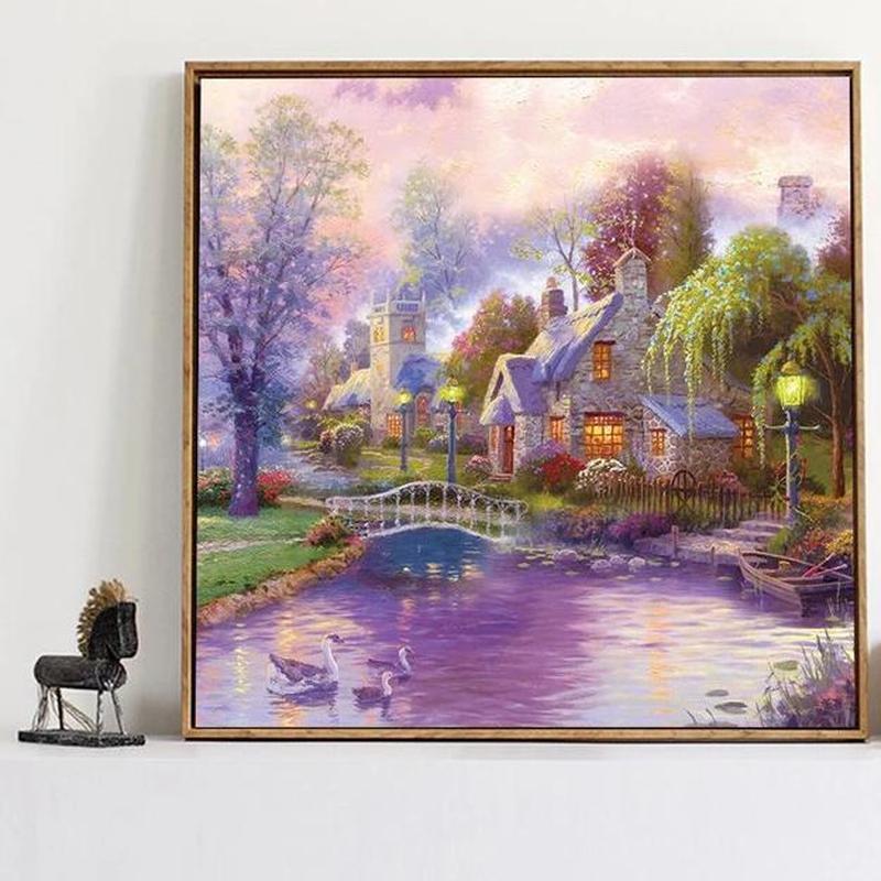 Knus huisje v.a. 50x50cm Diamond painting | Eigen foto | Dieren | Kopen | Dikke dames | Action | Nederland | Steentjes | Diamant | Diamond Painting Expert