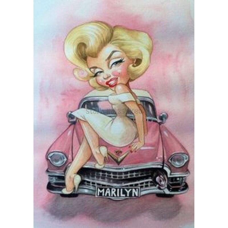 Marilyn Monroe roze auto Diamond painting | Eigen foto | Dieren | Kopen | Dikke dames | Action | Nederland | Steentjes | Diamant | Diamond Painting Expert