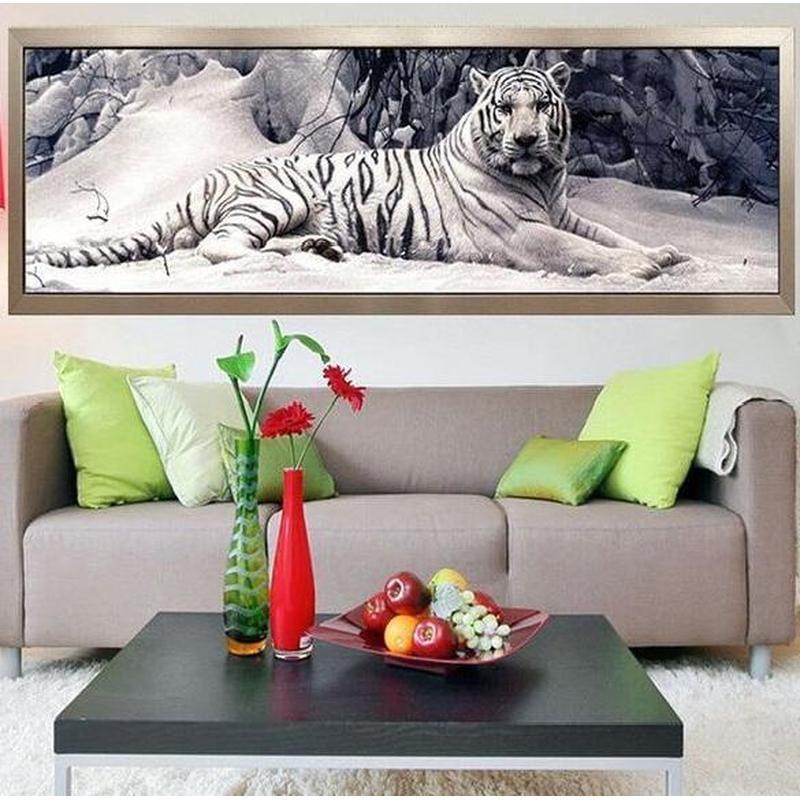 Witte tijger 40x120cm Diamond painting | Eigen foto | Dieren | Kopen | Dikke dames | Action | Nederland | Steentjes | Diamant | Diamond Painting Expert